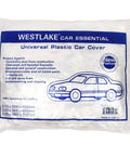 Packaging of Universal Clear Car Cover For SUVs Sedans Sports Cars And Vintage Rides Up To 22 Feet By 12 Feet, showing product info.