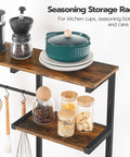 Large Bakers Rack With Power Outlets For Kitchen And Office, 6 Tier Microwave Stand With 4 Hooks, wooden seasoning shelf