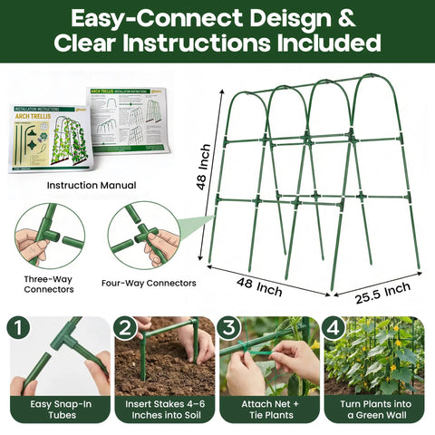 U Shape Garden Trellis For Raised Bed 48 By 48 Inch No Tools Required Setup In A Jiffy Climbing Plant Support illustrated.