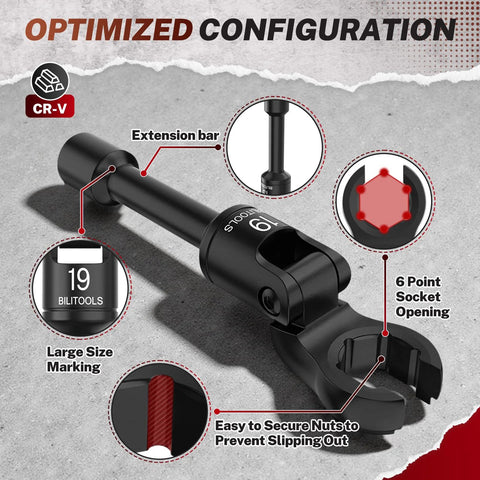 Detailed view of a chrome vanadium crowfoot line wrench with features labeled, part of the Six Piece Long Flex Head Crowfoot Line Wrench Set.