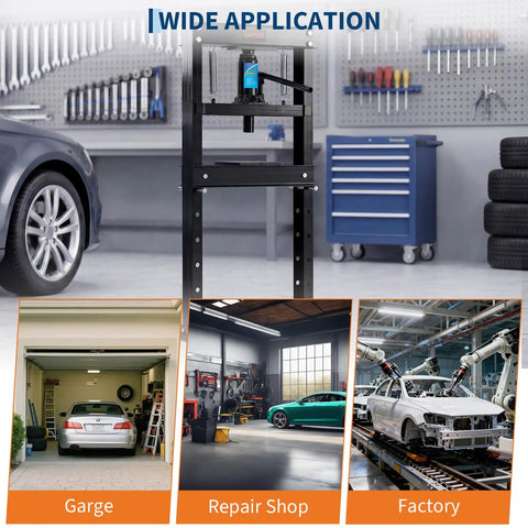 20 Ton H Frame Hydraulic Shop Press Built Tough For Heavy Duty DIY And Industrial Use With Stable Power Output Pro Grade Steel Frame Ideal For Bearings Bushings Ball Joints Press Fittings And More. in auto garage, repair shop, factory