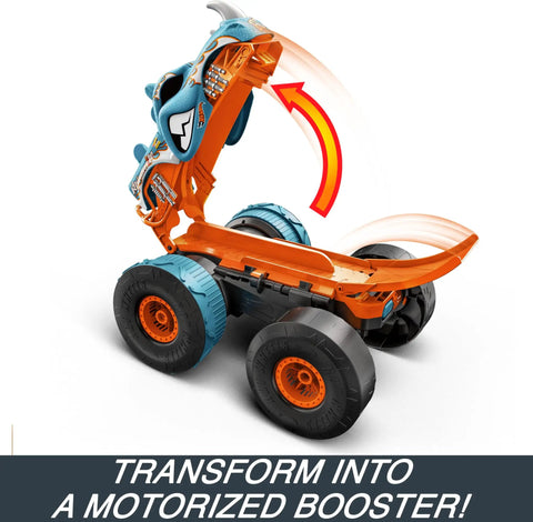 Monster Trucks RC Toy With Transforming Rhinomite, 1:12 Scale Monster Truck converts into booster with four large wheels
