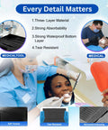 Disposable Dental Bibs Pack Of 125, 13 By 18 Inch, 3-Ply Waterproof Tray Covers For Patients And Procedures, Pink shown in use at dental clinic