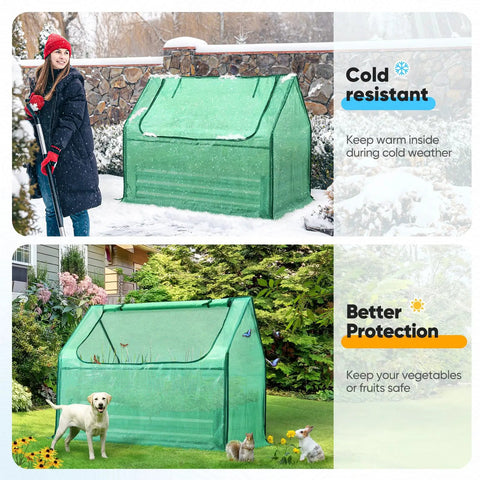 Raised Garden Bed With Cover And Greenhouse Kit All In One Galvanized Steel Planter Box for outdoor growing in snow and garden settings