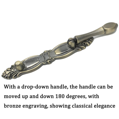 Antique Bronze Drop Handle Set for Cabinet Doors and Wardrobes With 64mm Center Hole European Style Movable Pendant Pull Knob