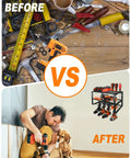 Before and after using Power Tool Organizer Wall Mount Heavy Duty Floating Shelf For Drill And Screwdriver 150lb Capacity Easy Install