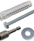 Pro Grade Dowels and Fasteners Kit with nylon collar dowel, hex screw, 1/4 inch socket, wide washer for masonry projects