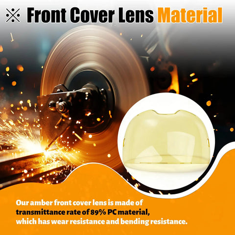 10 Piece Set Hella Impact Resistant Crystal Clear Face Plate Shields Swap Ins For Esab Sentinel A60 Arc Welder Mask Visor Cover Panel With Snug Fit, amber front lens