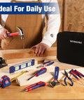 DIY Ready Home Tool Kit With 100 Piece Hand Tool Set for kitchen drawers and household tasks shown on wooden surface