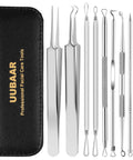 9-In-1 Pimple Popper Kit With 16 Precision Heads, Blackhead Remover Tools Set with leather case, two tweezers, comedone extractors