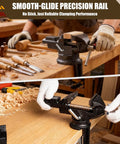 Beefy Three Inch Bench Vise With 360 Degree Swivel Base Clamp On Heavy Duty Cast Iron Vise used in woodworking on workbench