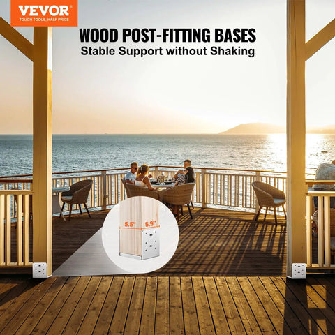 Adjustable 6 By 6 Inch Post Base Anchor Bracket Set Stainless Steel Ten Piece Internal 5.9 By 5.5 Inch Opening For Pavilion Deck Porch Handrail Railing Support And Decorative Anchor Plate