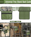 2 Pack Tree Stand Seat Replacement With Pocket, Universal Memory Foam Hunting Seat Cushion shown in various angles and settings