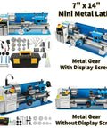 550W Mini Metal Latte Benchtop Precision Engine Turn Drill Thread Steel Workpiece Aluminum Durable Handwheel Digital Display 0-2500 RPM Variable Speed Power Tool For Small Projects Hobbyist Grade mini lathe with tools and accessories.