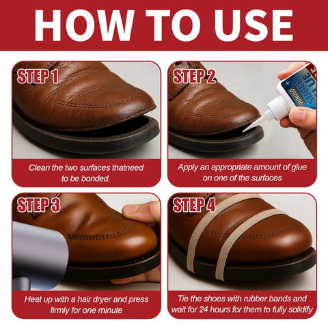 Step-by-step guide using 50G Shoe Glue All Purpose Waterproof Repair Adhesive For Sneakers Boots Heels Sandals And More Instant Strong Bond