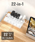 Heavy Duty 22 Outlet Power Strip Surge Protector With Flat Plug 2100 Joules 1875 Watts 15 Amps Six And A Half Foot Extension Cord