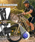 Man riding Beast 8000W Dual Motor Electric Mountain Bike for Adults with full suspension on rock trail, showcasing camouflage scout style.