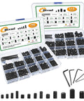 1305-Piece Set Screw Kit With 26 Sizes, Metric M3 To M8 And SAE 1/8-40 To 5/16-18 Internal Hex Headless Allen Screws in box with wrenches
