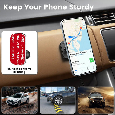MagSafe Car Mount Charger For iPhone Wireless Car Charger With Dashboard Stick On Magnetic Holder in car setup