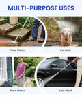 Multi-purpose uses of Beefy Jet Nozzle For Garden Hose With High Pressure Power Washer Wand And Two Adjustable Nozzles Copper Connectors Rugged Metal Sprayer Built For Hardcore Cleaning with diverse cleaning applications.