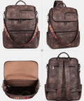 Leather Laptop Backpack For Women With Independent Laptop Compartment Fits Up To 15.6 Inches, front, back, and open views.