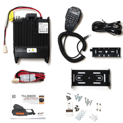 Quad Band Car Ham Radio Transceiver With 50W Power For 2M 6M 10M And 70CM, Twin Receive Dual Display, accessories included