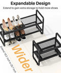 Expandable Metal Shoe Rack Organizer for Closet and Entryway Adjustable Two Tier Shoe Shelf Stackable Long Shoe Stand