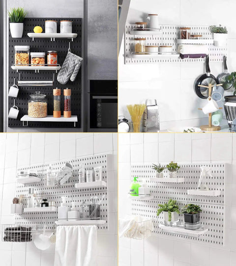 Pegboard Organizer Kit With 13 Accessories No Punching 22X22 Inch Wall Mount for various home settings.