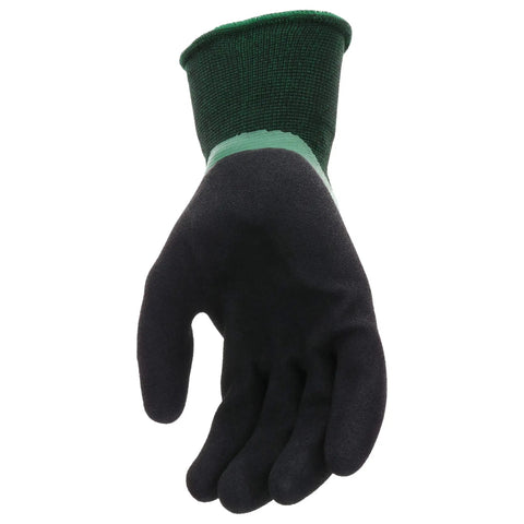 Double Dipped Latex Work Gloves With Water Resistance, Super Grip, Abrasion Resistant, Green And Black, Large Size for tough jobs