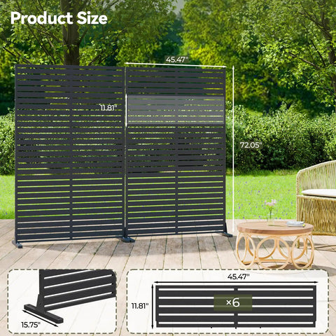 Outdoor Privacy Screen 72 Inch High By 47 Inch Wide Freestanding Decorative Panel With Stand Weather Resistant Divider