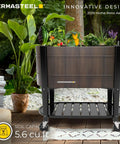 Raised Garden Bed With Legs Built To Last 40 x 20 x 37 In Wood Brown Planter Box With EnGrow TrueSoil Technology for patio gardening