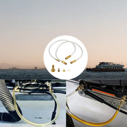 Pro Grade Hydraulic Steering Bleed Kit For Seastar BayStar And Uflex Systems With Quick Connect Filler Hose on boat