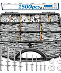 2040 Pop Rivets And 304 Stainless Washers Kit, Aluminum-Steel Rivets In 30 Sizes From 3/32 To 1/4 Inch, With Double-Sided Storage Box, Perfect For Metalwork, DIY Projects, Handy Furniture Repairs, And Auto Fix-Ups., open storage box with assorted aluminum-steel rivets and 304 stainless washers