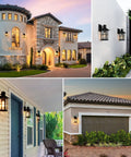 13 Inch Outdoor Wall Lights Two Pack Heavy Duty Matte Black Aluminum Exterior Sconce Fixtures For House Walls Porch Entryway Garage No Fuss Weatherproof With Clear Glass Panels in various home settings