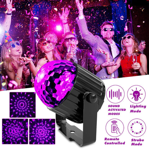 2 Pack UV Black Light Flood Lights With Plug 6W LED Neon Glow for glow parties, shown lighting a vibrant party scene with controls inset