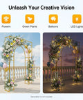 Showstopping Square Metal Balloon Arch Frame For Dreamy Gold Wedding Ceremony Backdrop with flowers and balloons