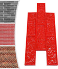 Sturdy PU Concrete Stamp Mats 19.29 By 7.87 Inch Realistic Stone Texture Molds for slick seamless DIY imprinting depicted in red against various stone patterns.