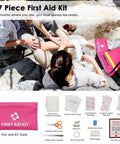 Pink Car Emergency Kit For Women And Teens With 10 Ft Jumper Cables, First Aid Kit, LED Flare, Deer Whistles, roadside help essentials