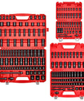 Half Inch Drive 26 Piece Impact Socket Set With Shallow 6 Point Sockets In CR-V Alloy Steel, Metric 10mm To 36mm in red cases