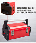 Heavy Duty 16 Inch Steel Tool Box With Aluminum Alloy Handle Double Lock Removable Tray Portable Metal Toolbox for garage