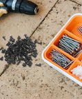 Hardcore Carbon Steel Mini Wood Screws Deep Thread Fasteners Furniture Hardware Kit 100 Pack assorted black screws on surface