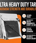 Ultra Heavy Duty 12x16 Tarp Built Tough Extra Thick 16 Mil UV Resistant Waterproof Poly Tarpaulin With Grommets Close-up