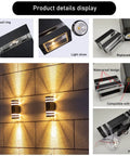 Product detail display of Six Pack 12 Inch LED Square Up And Down Wall Lights 14W 4000K Day White Outdoor Aluminum Waterproof IP65