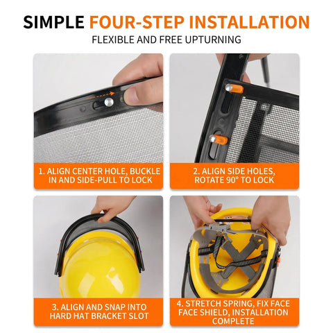 Universal Hard Hat Face Shield Attachment Kickass Flip Up Protective Visor With Solid Aluminum Bracket And Heavy Duty Steel Mesh Guard Built Tight For Construction And Landscaping Crews
