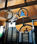 6 Pack Heavy Duty Bike Hooks For Garage Ceiling With Screws Included, 70 Lbs Capacity Per Hook, displaying bike storage.