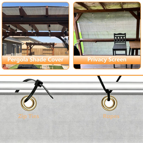 90 Percent Sun Shade Cloth For Outdoor Deck Backyard Patio Garden Pergola Cover Canopy Gray, showing pergola and privacy screen setup