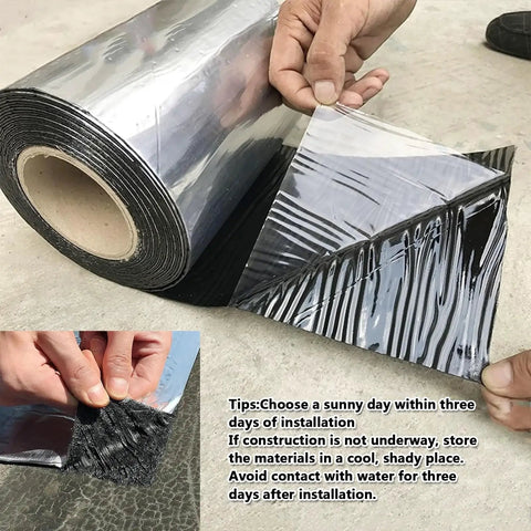 Self Adhesive Asphalt Crack Repair Tape For Concrete And Flat Roofs Black Sbs Modified Bitumen in roll with aluminum foil barrier.