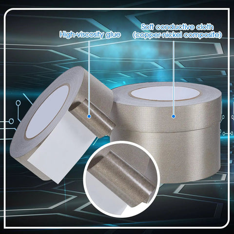 Triple Pack Conductive Fabric Tape For Shielding And DIY Projects, Double Conductive Cloth Adhesive Tape Rolls.