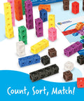 Big Builders Math Cubes Set For Kids, colorful counting blocks displayed with activity guide and packaging for classroom use.