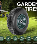 Two Pack 13 Inch 4.00-6 Airless Rubber Wheel Set With 5/8 Inch And 3/4 Inch Bearings Flat Free Replacement Tires in garden use